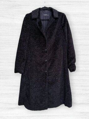 For Joseph Jacklyn Coat Black Textured Swing Coat Long Lined Made USA Womens L